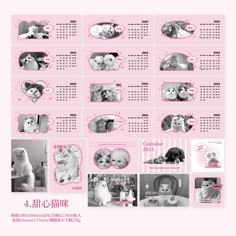 40pcs Cat Theme Calendar Stickers TCRJ