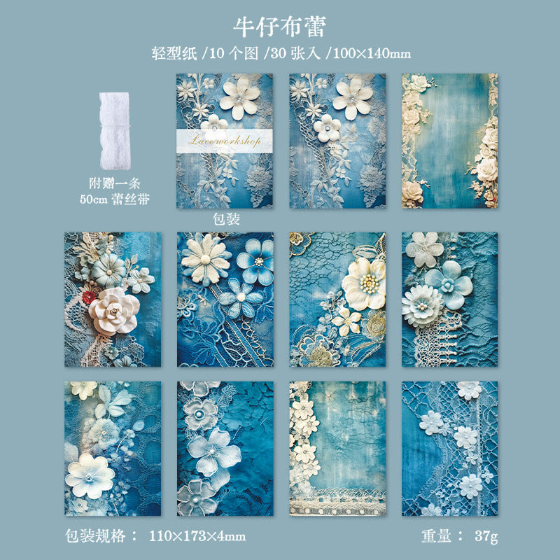 30 Pcs Floral Scrapbook Paper LMGF