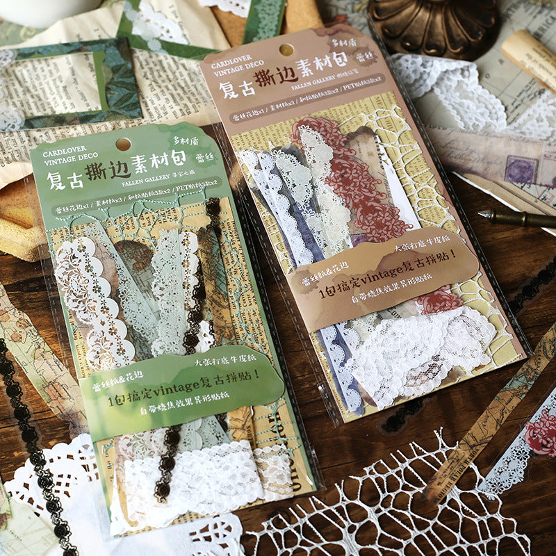 15pcs Vintage Lace Scrapbook Supplies Kit LMHL