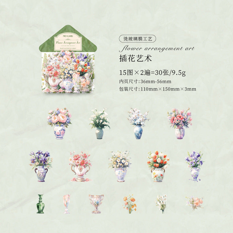 30 Pcs Flowers PET Stickers ZWMX