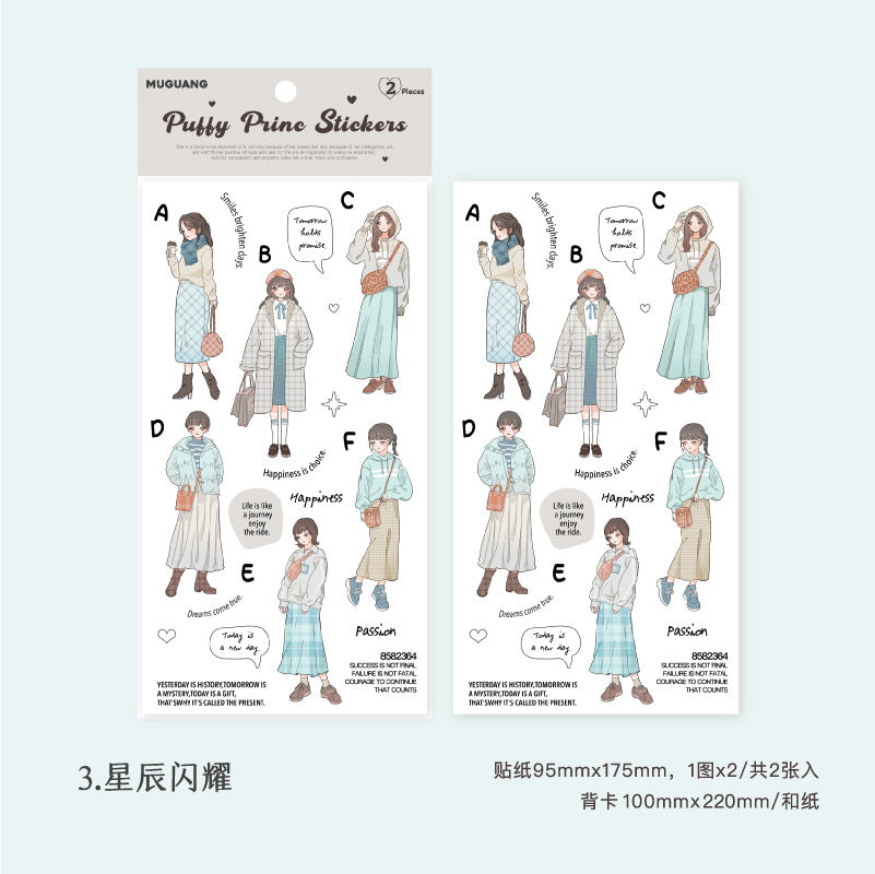 2 Pcs Fashion Girl Stickers CRXQ