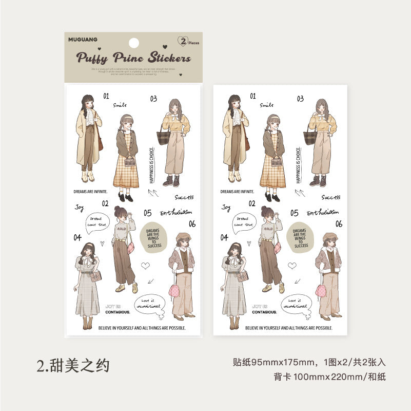 2 Pcs Fashion Girl Stickers CRXQ