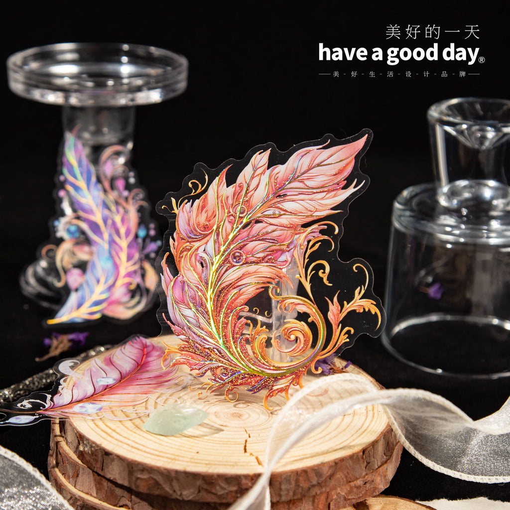5 Pcs Feather PET Stickers TSZY