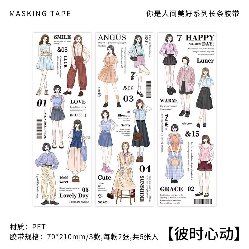 6pcs PET Stickers NSRJMH
