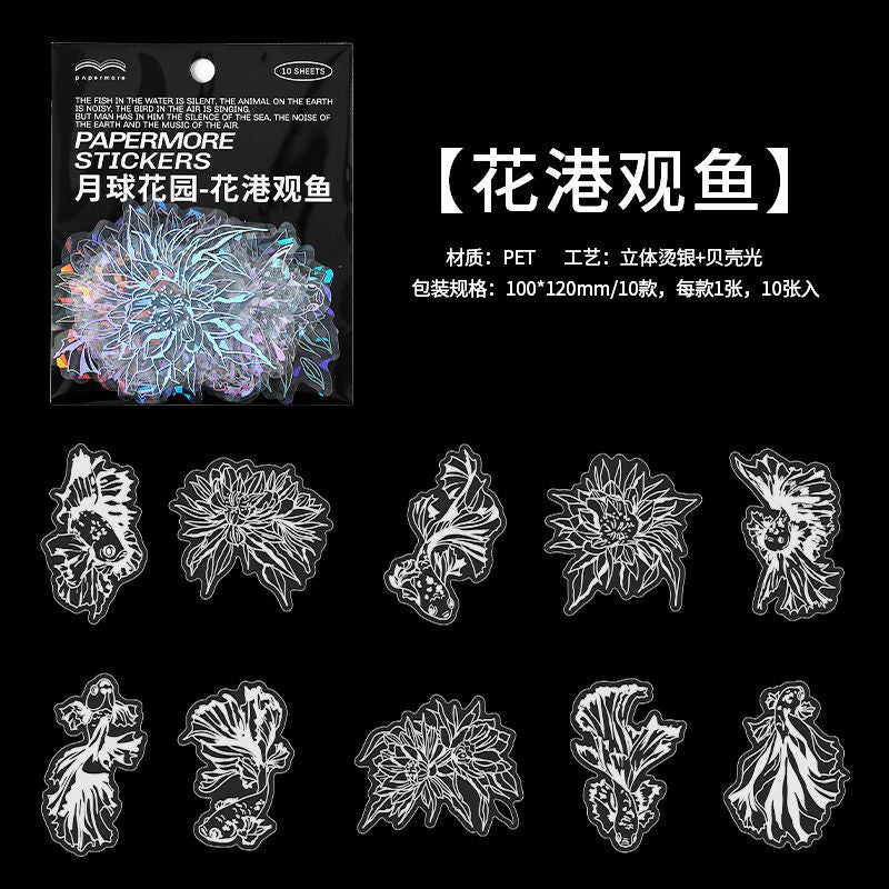 30Pcs Moon and Flower Stickers YQHY
