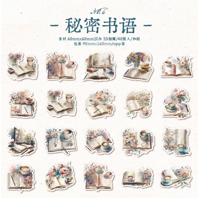 40Pcs Vintage Washi Stickers DRXY
