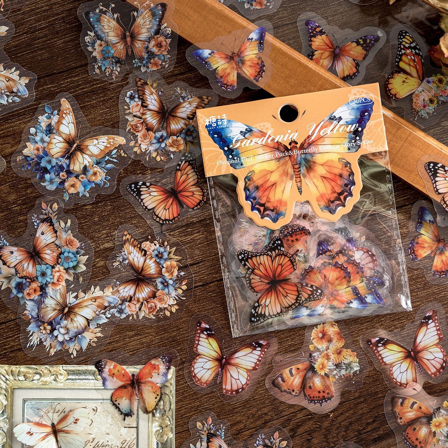 30PCS Butterfly PET Stickers HDPT