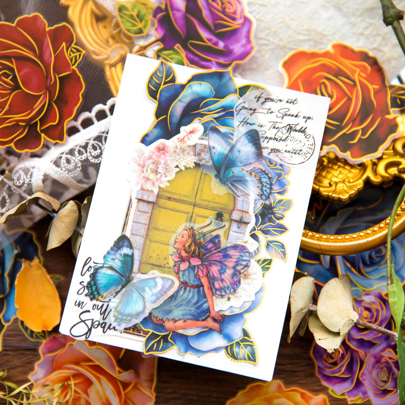 10pcs PET Rose Stickers MGWH