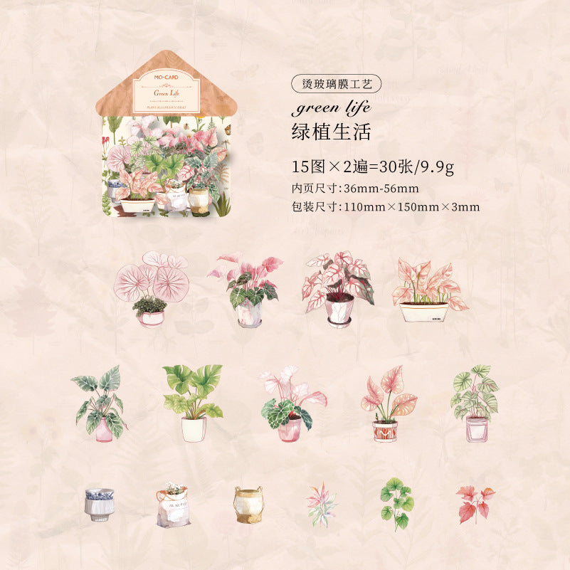 30 Pcs Flowers PET Stickers ZWMX