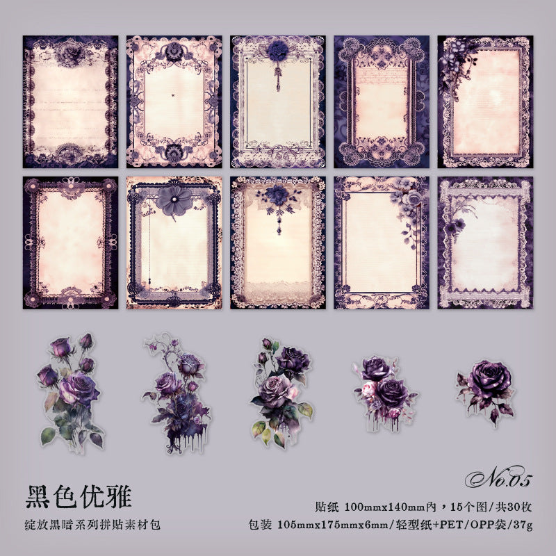 30Pcs Rose Theme Scrapbook Supplies Kit AHMG