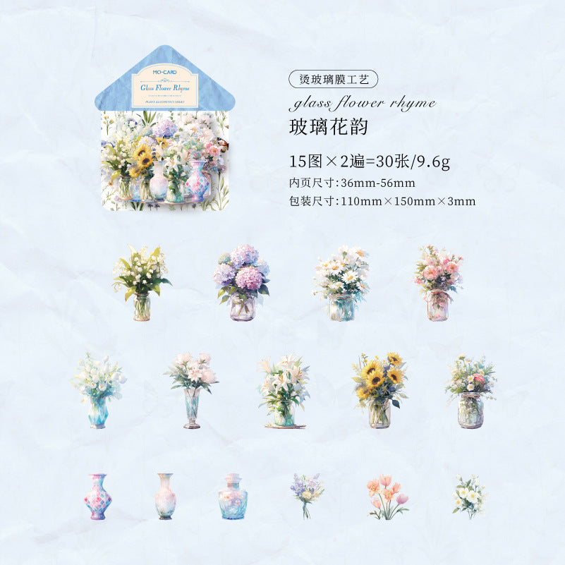 30 Pcs Flowers PET Stickers ZWMX