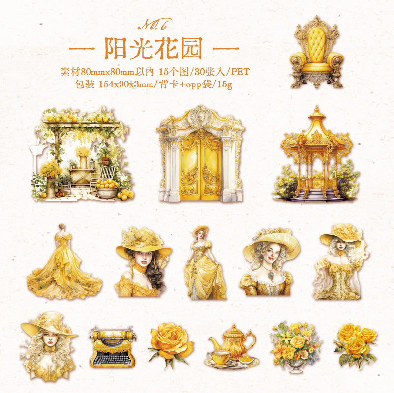 30 Pcs Baroque Theme PET Stickers LMBKL