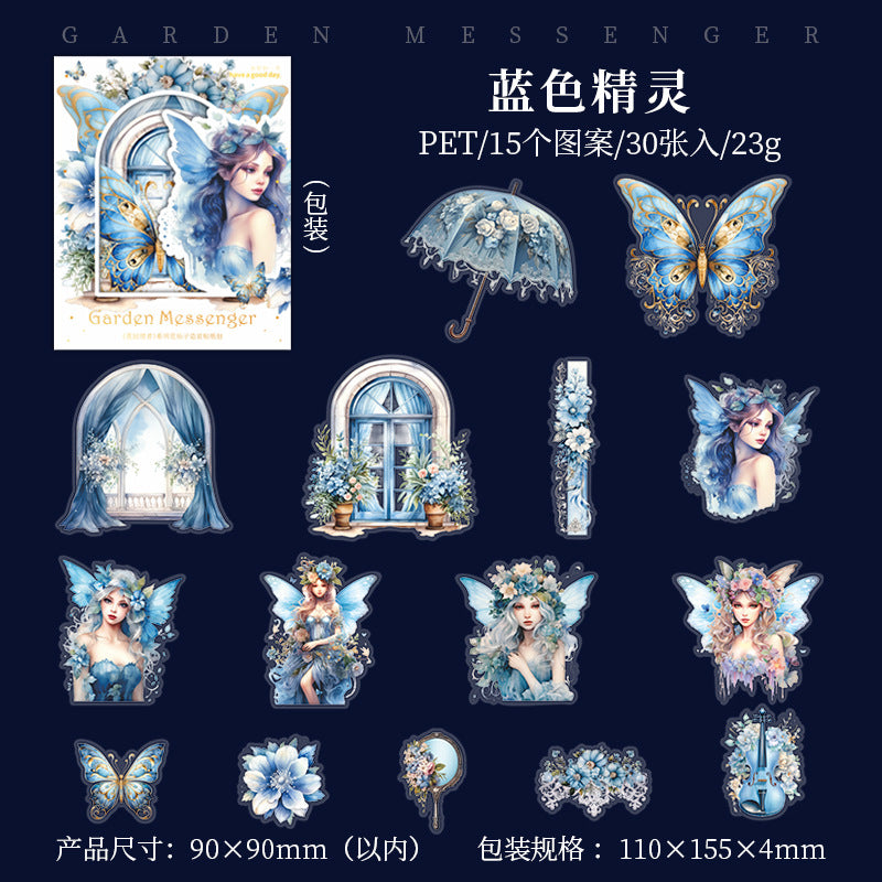 30 Pcs Flowers Fairy PET Stickers HYSZ