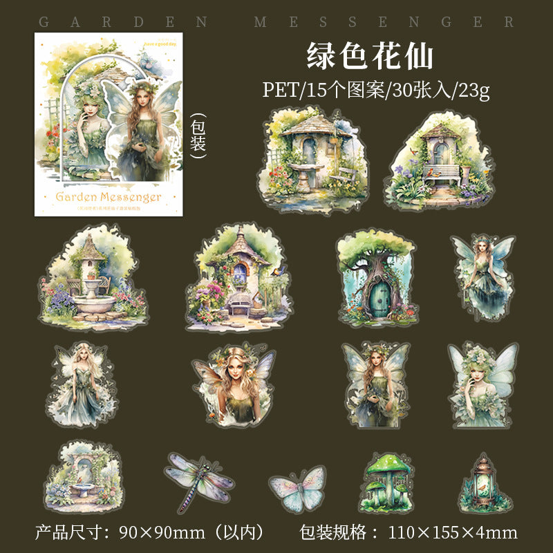 30 Pcs Flowers Fairy PET Stickers HYSZ