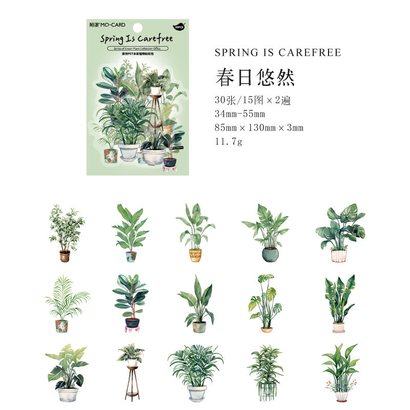 30pcs PET Green Plant Stickers LZSCS