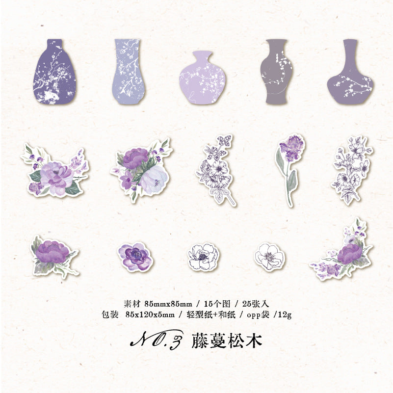 25PCS Flower and Bottle Scrapbook Paper SSEC