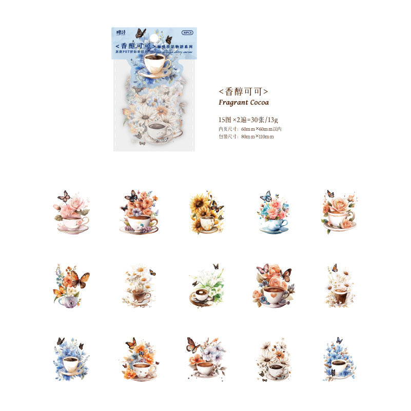 30pcs PET Coffee Stickers KFPTWY