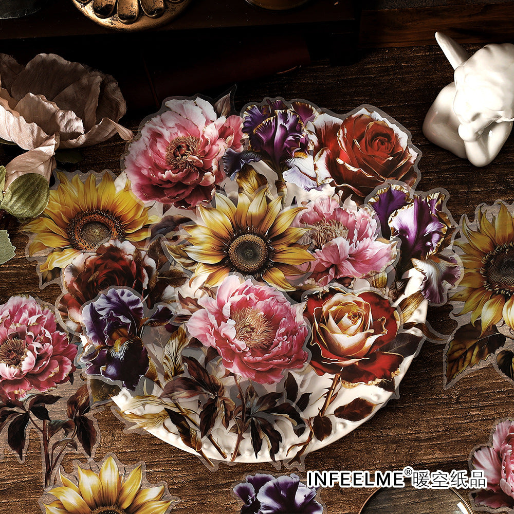 10 Pcs PET Flower Stickers Pack WRHS