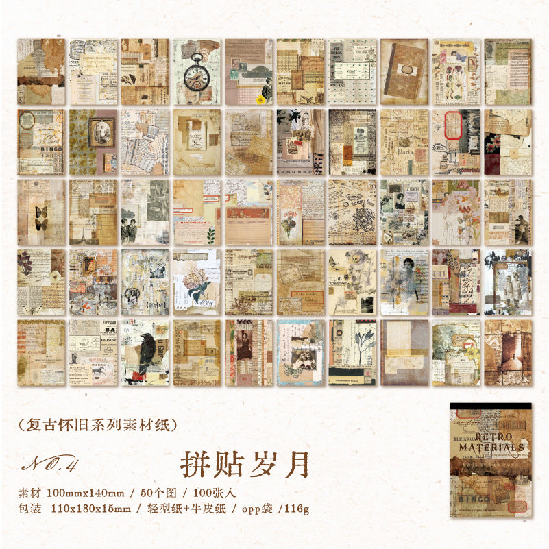 100 sheet Vintage Scrapbook Paper FGHJ