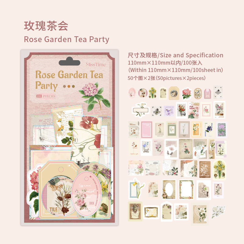 100pcs Vintage Scrapbook Supplies Kit DYMZ