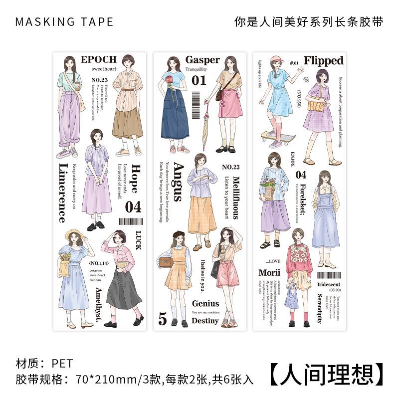 6pcs PET Stickers NSRJMH