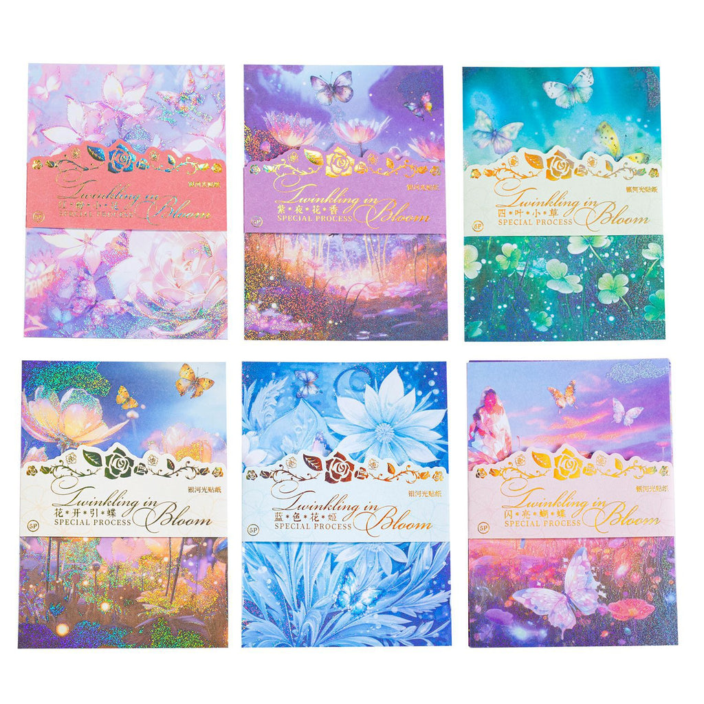 5 Pcs Flowers Washi Paper Stickers FHSS