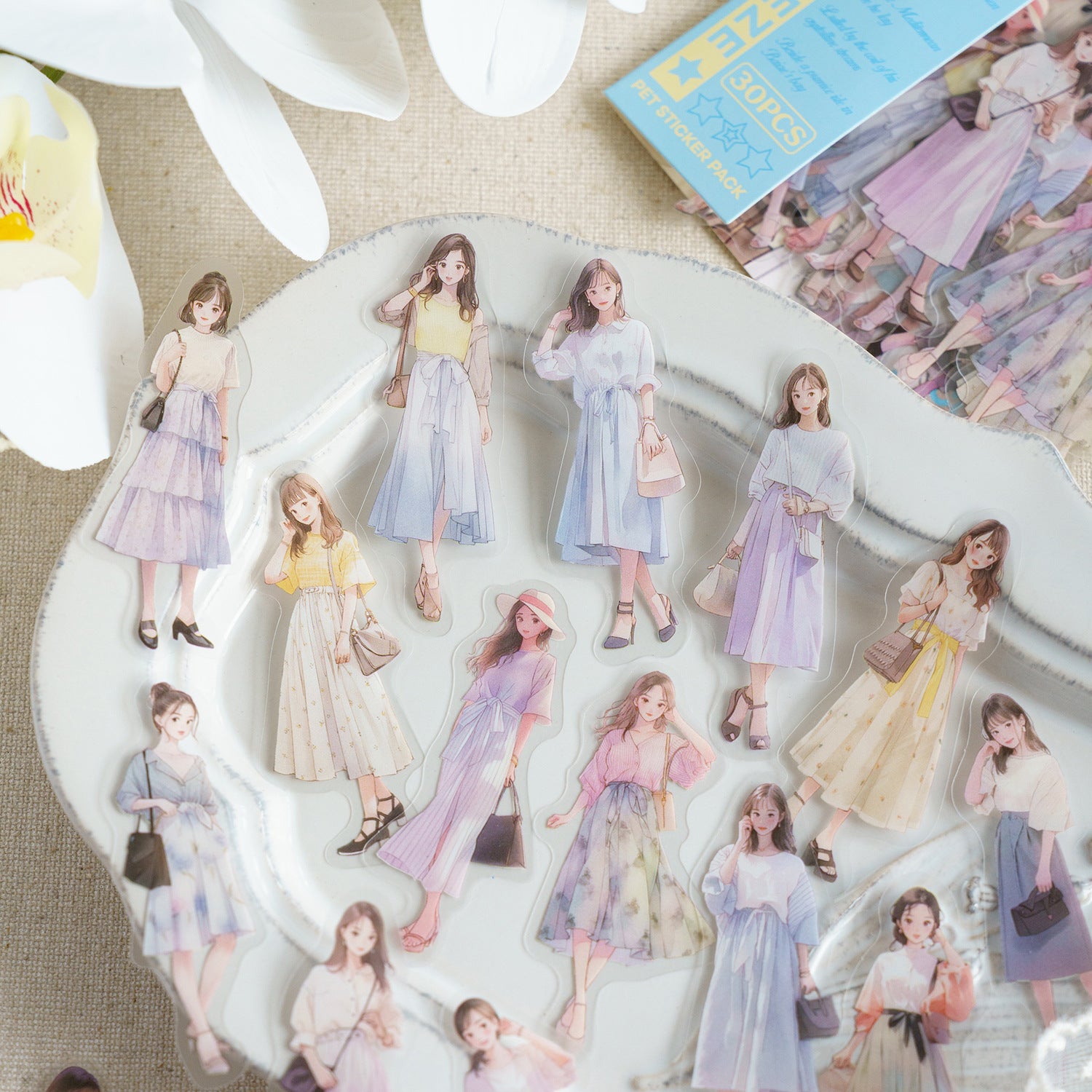 30pcs PET Girl Stickers YCJR