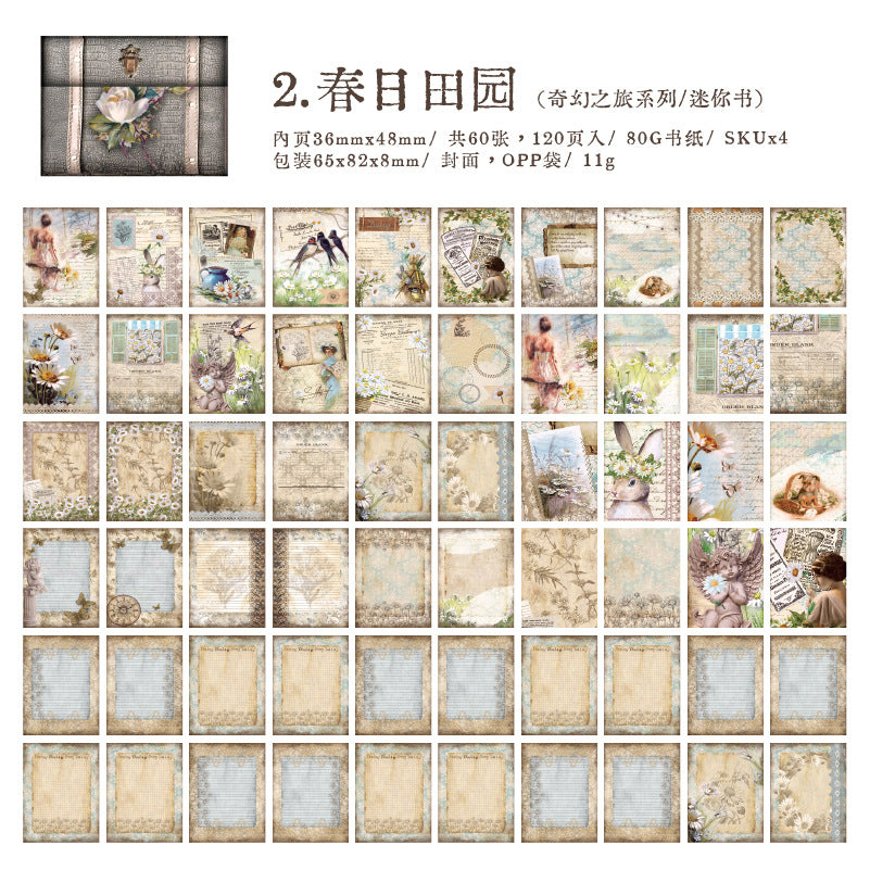 60pcs Doule-Side Vintage Scrapbook Paper QHZL