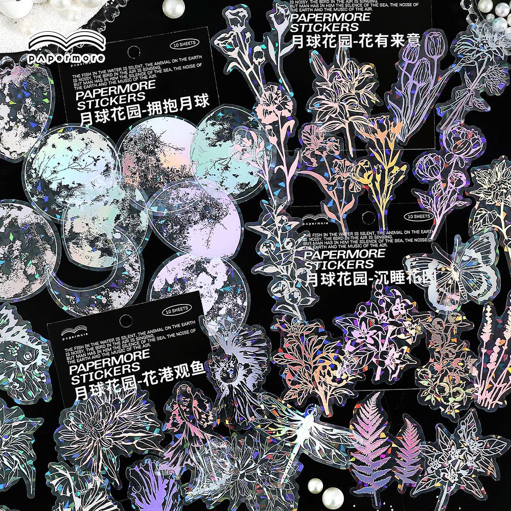 30Pcs Moon and Flower Stickers YQHY