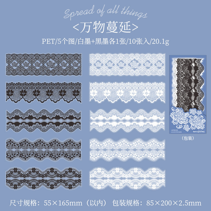 10pcs PET Lace Stickers QSHL