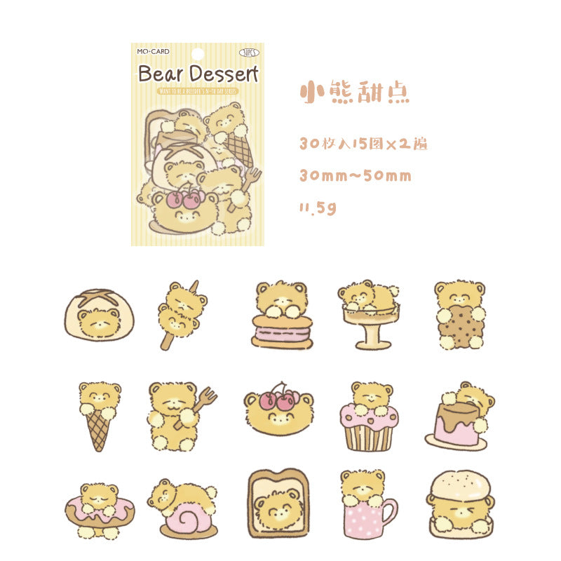 30 Pcs Cute Animal PET Stickers SYYNT