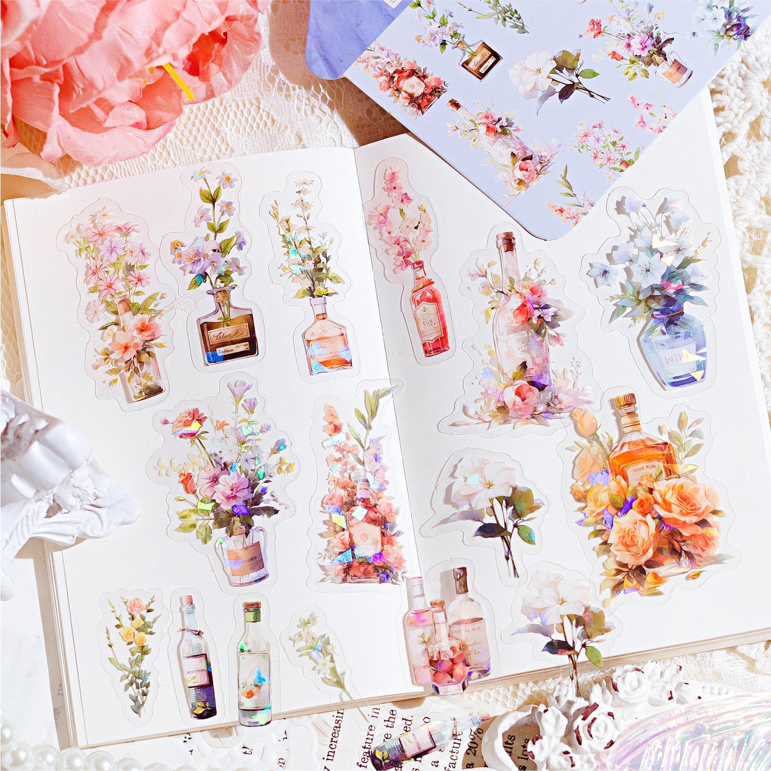 30 Pcs Flowers PET Stickers ZWMX