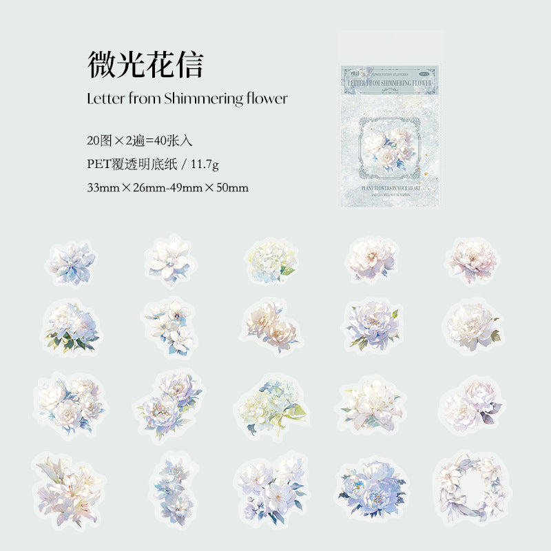 40pcs PET Flowers Stickers HHHXTJ