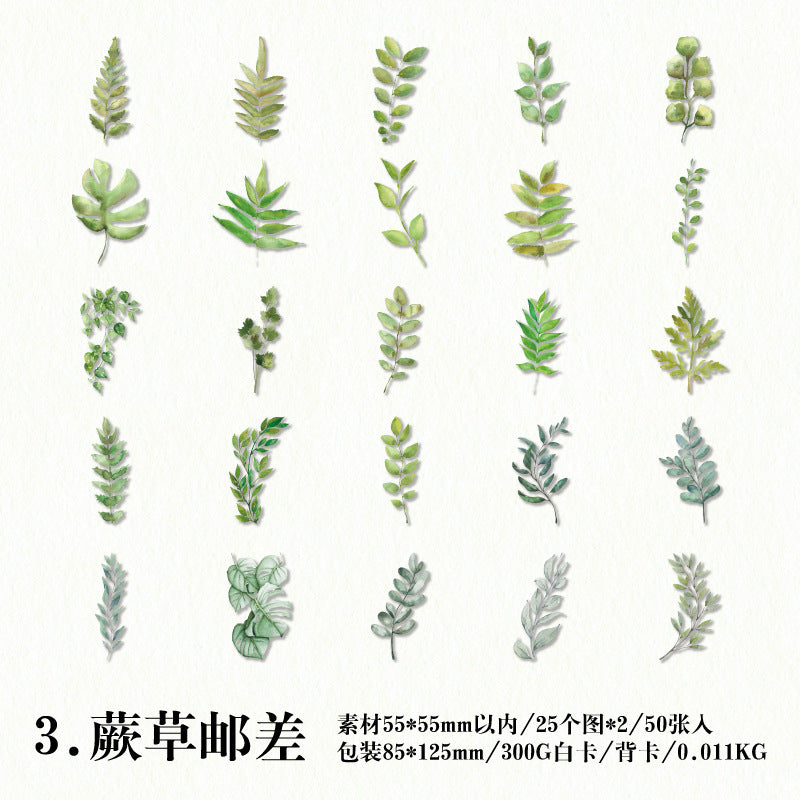 50 Pcs Flowers PET Stickers HJSC