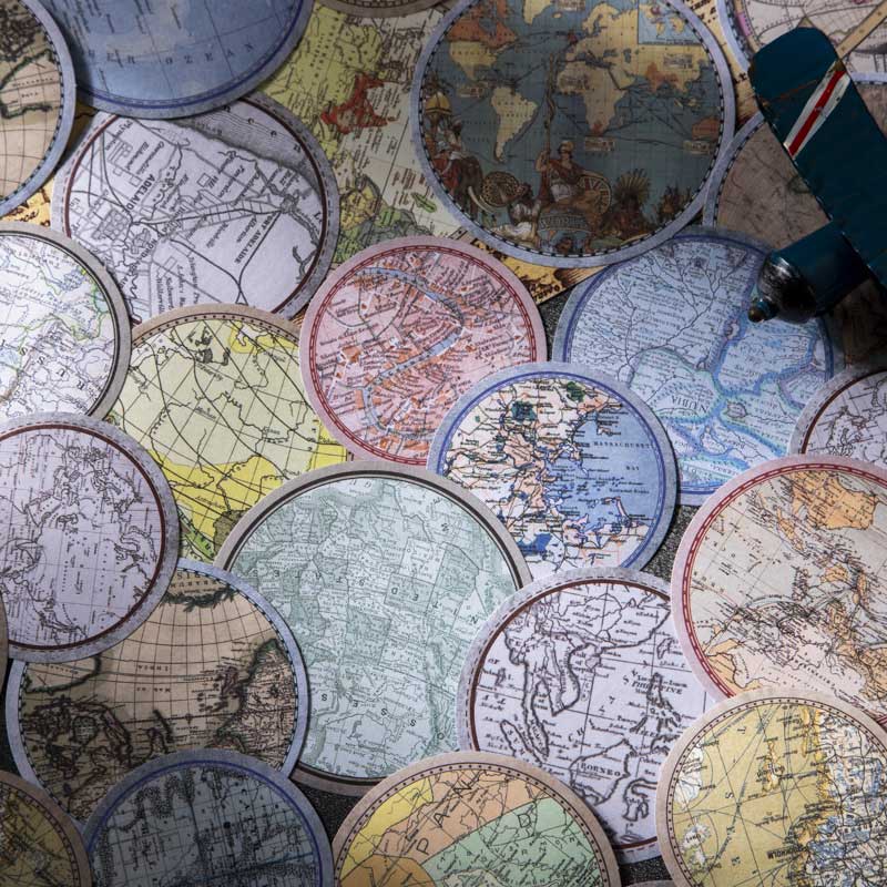 Sihon Map-Style Round Stickers