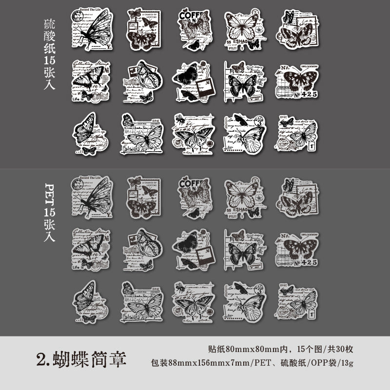 30pcs Vintage Scrapbook Stickers JWJZ