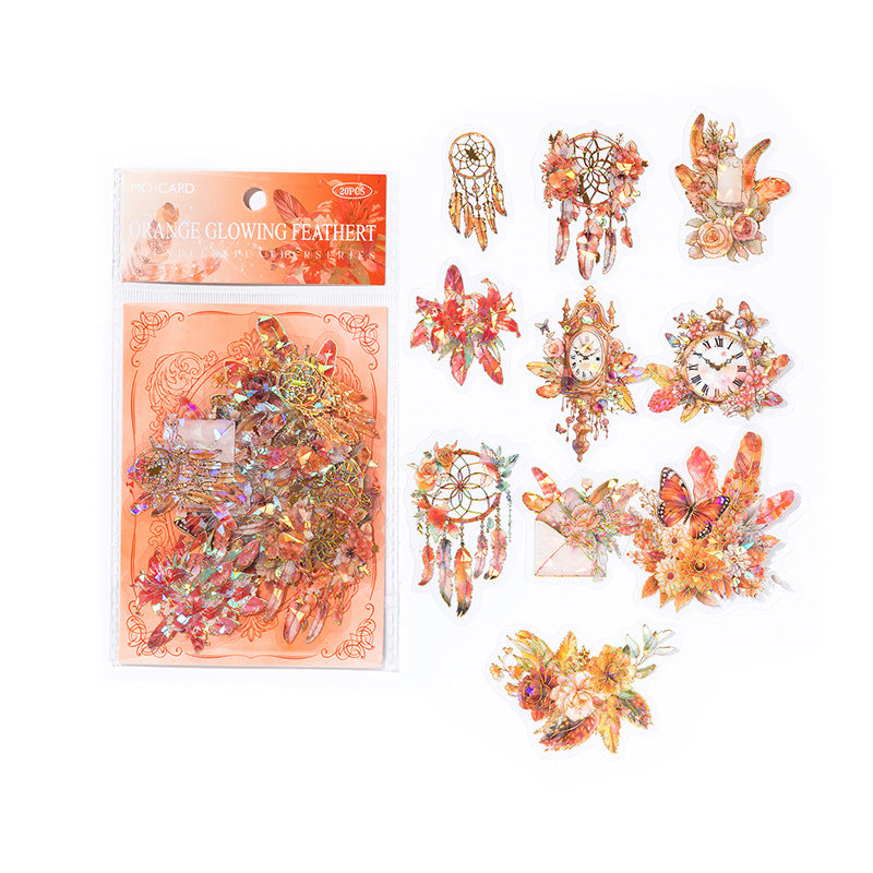 20pcs PET Feather Stickers WJYM