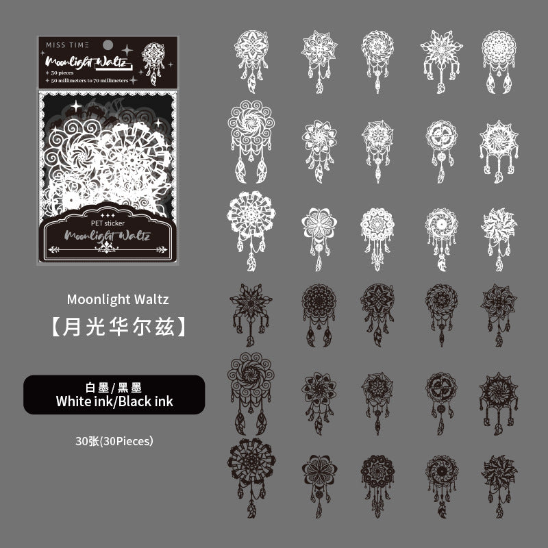 30pcs Lace PET Stickers LMYH