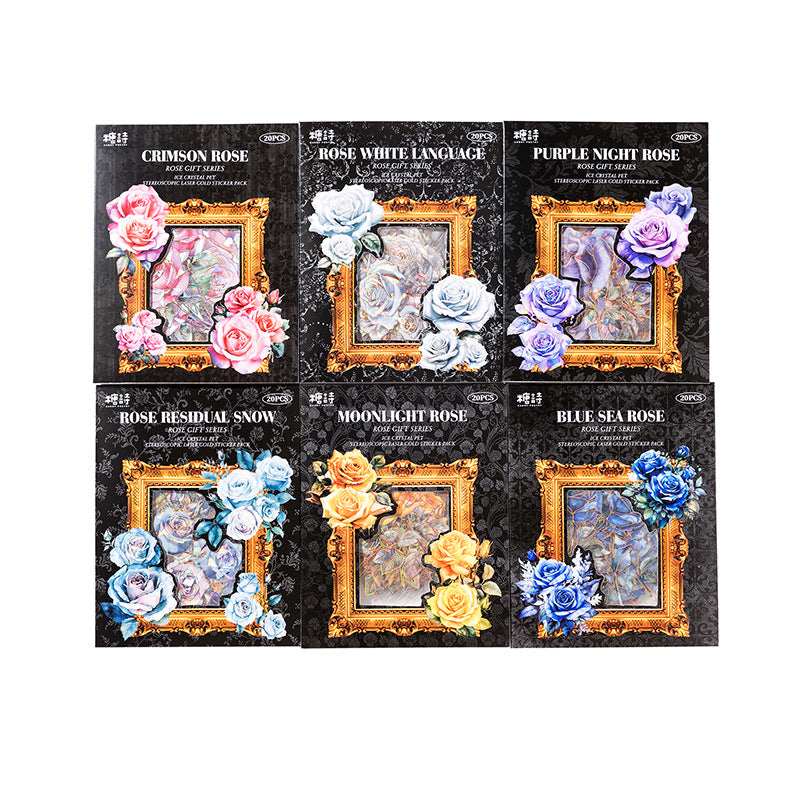 20pcs PET Rose Stickers MGHL