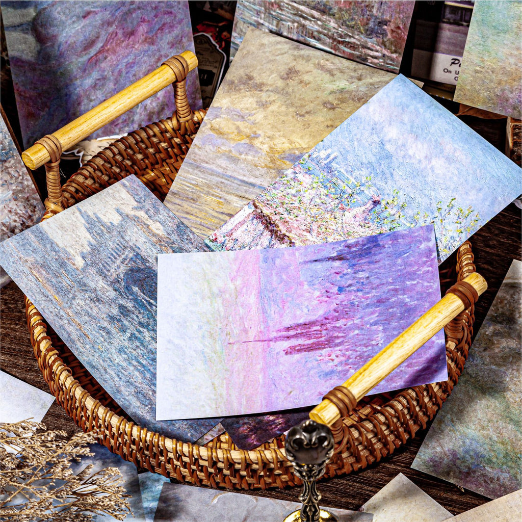 50 Pcs Oil Painting Scrapbook Paper FGYH