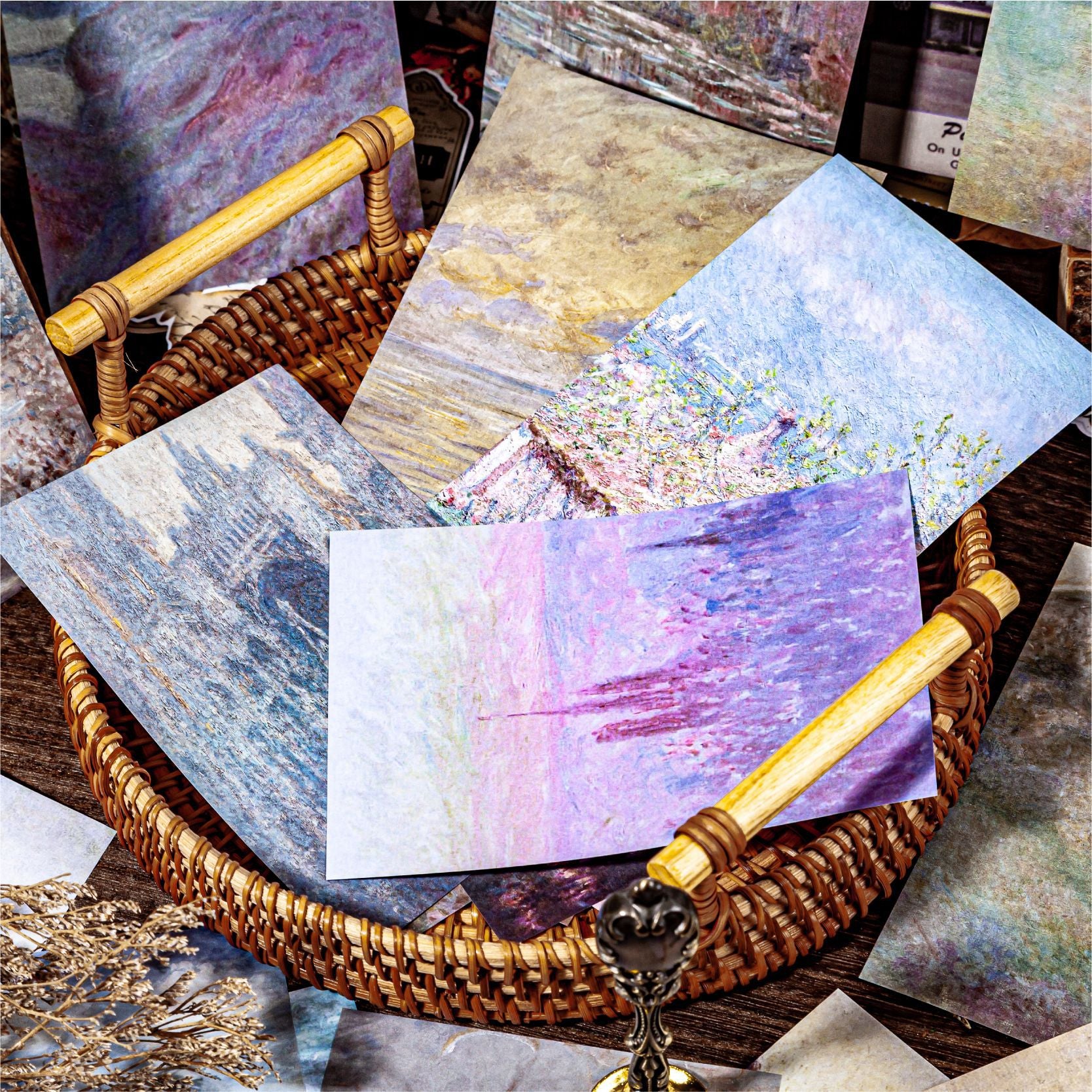 50 Pcs Oil Painting Scrapbook Paper FGYH