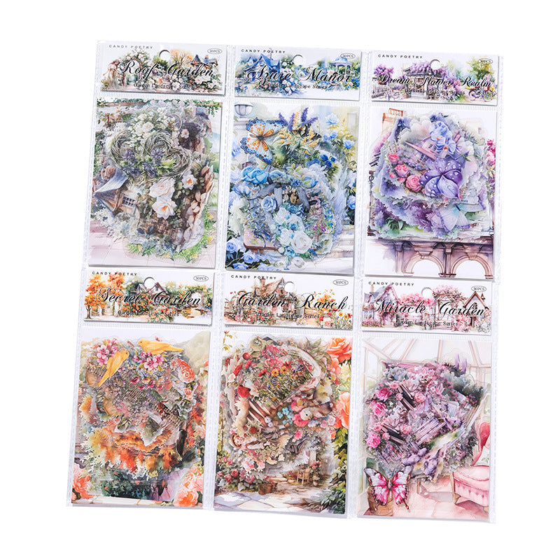 30 Pcs Garden Theme PET Stickers HYJGCS