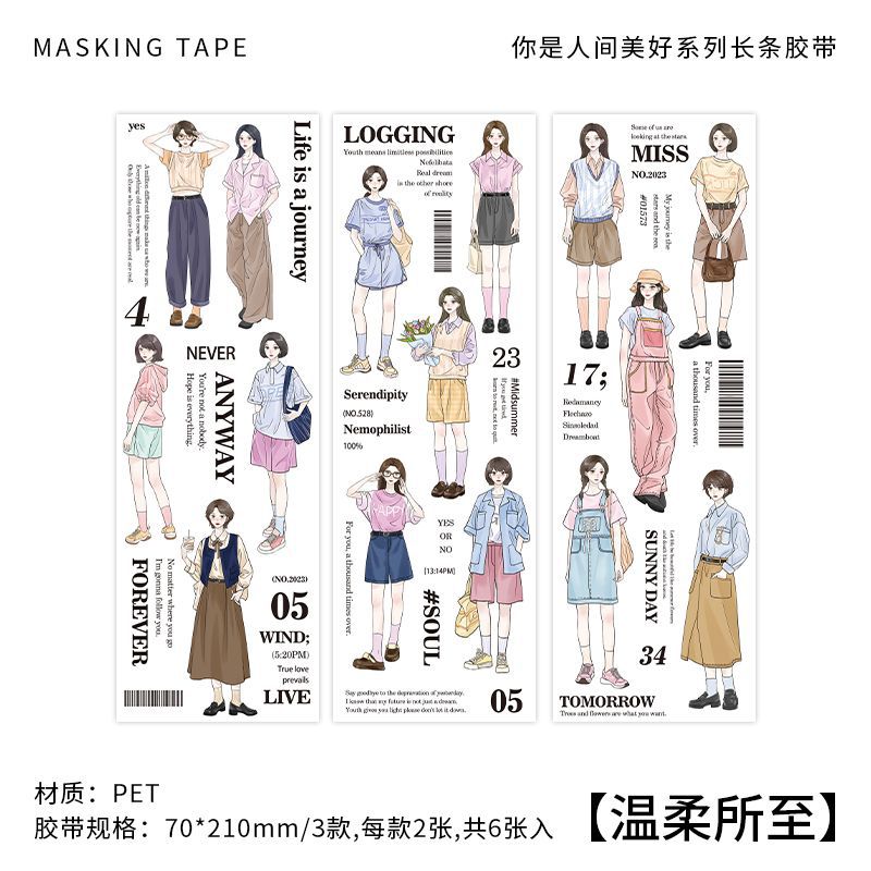 6pcs PET Stickers NSRJMH
