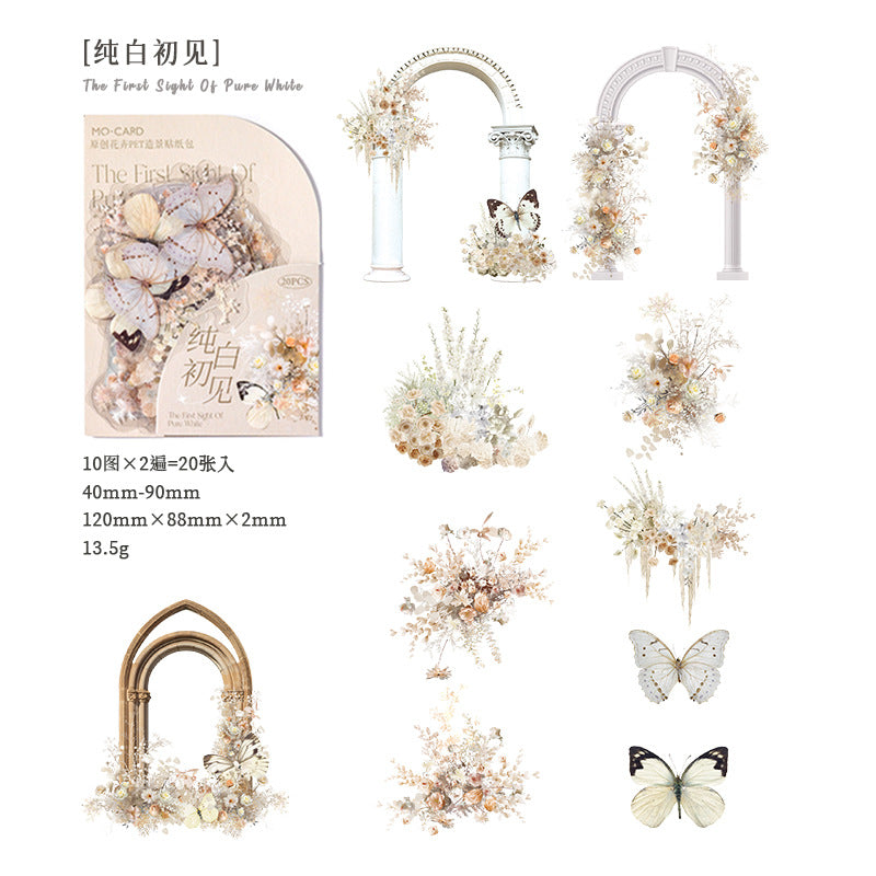 20pcs PET Flower Stickers RMTK