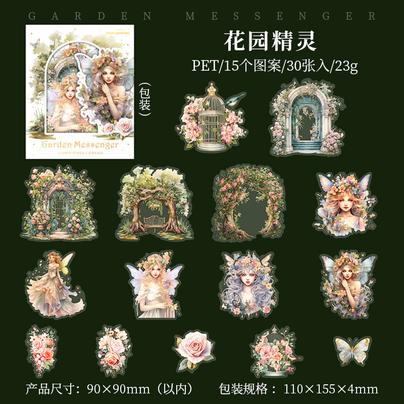 30 Pcs Flowers Fairy PET Stickers HYSZ