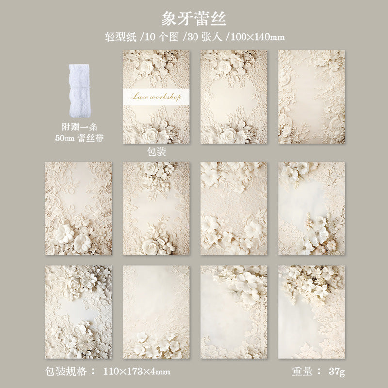 30 Pcs Floral Scrapbook Paper LMGF