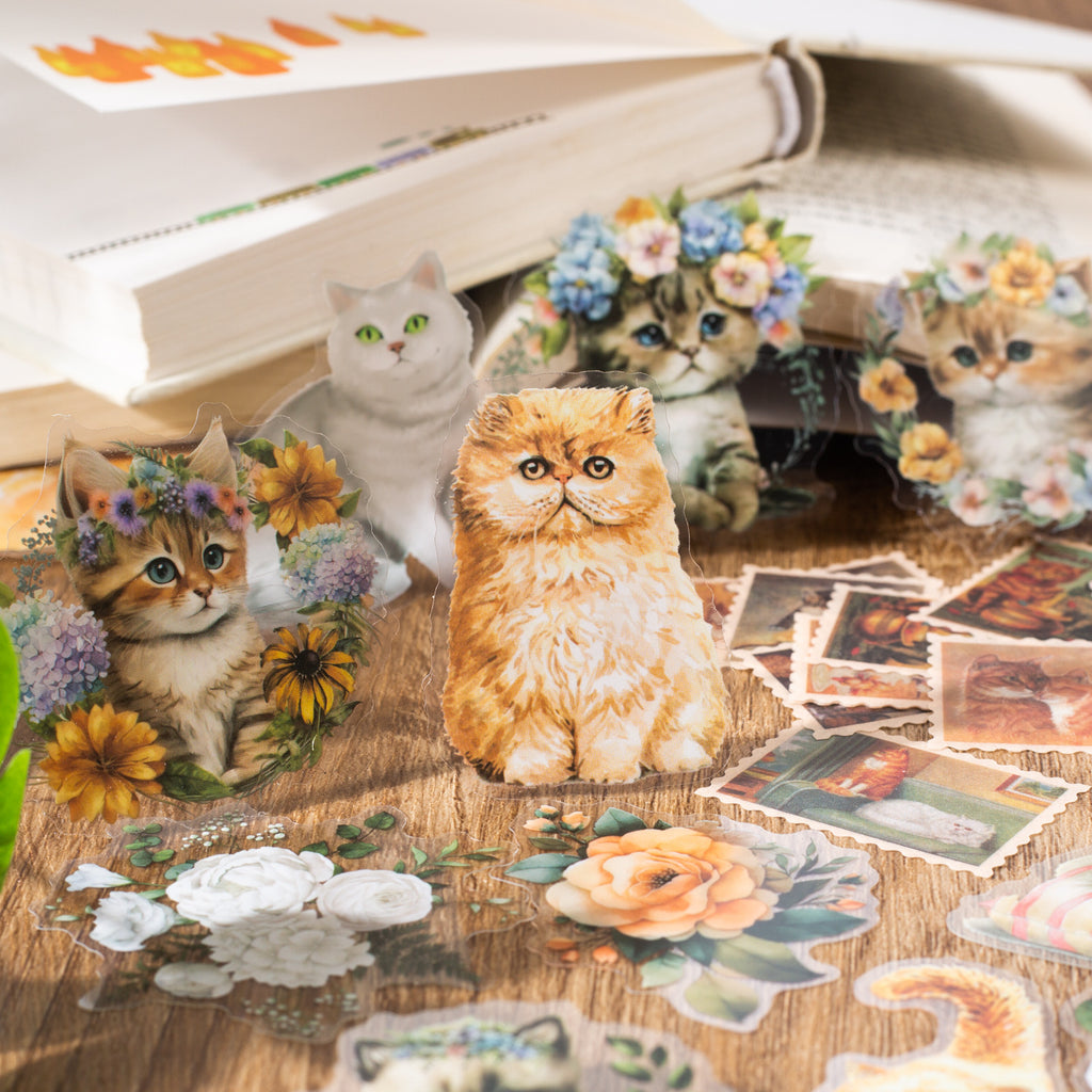 70pcs Cat Theme Scrapbook Paper MZWY