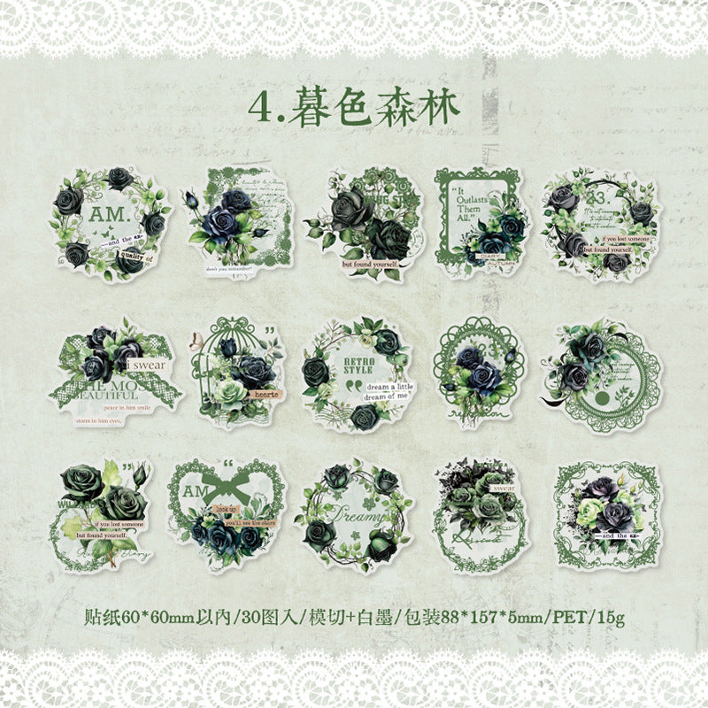 30 Pcs PET Flowers Stickers FHRM