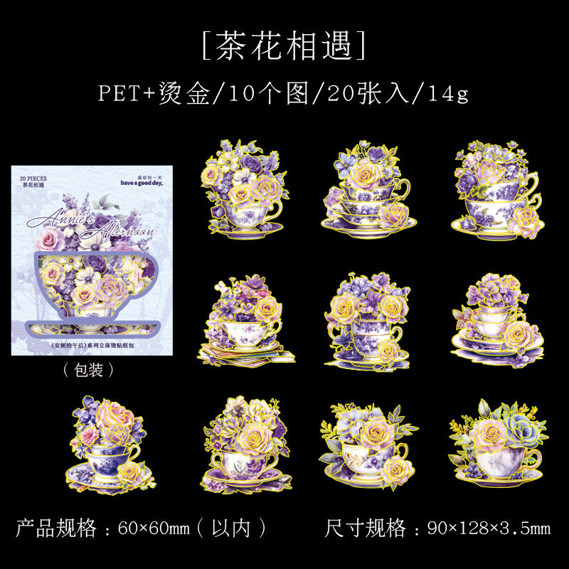 20pcs PET Flowers Stickers ANWH