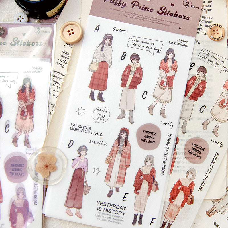 2 Pcs Fashion Girl Stickers CRXQ